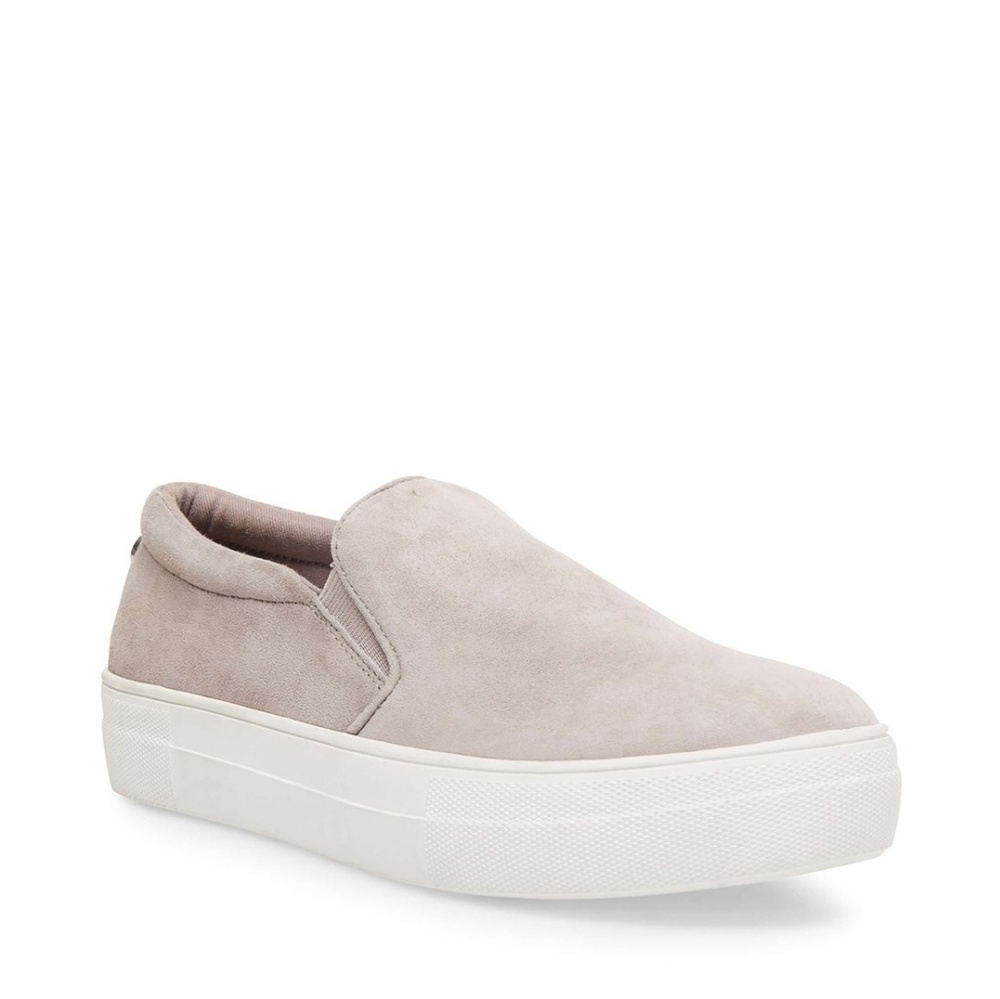 Like new Steve madden grey suede slip ons